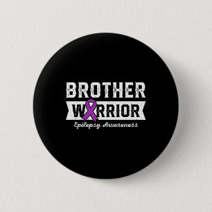 Brother Of A Warrior Epilepsy Brother Purple Ribbo 6 Cm Round Badge