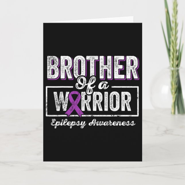 Brother Of A Warrior Epilepsy Brother Purple Ribbo Card (Front)