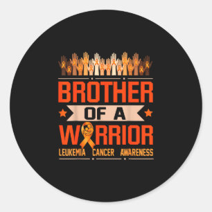 Brother of a warrior leukaemia awareness  classic round sticker