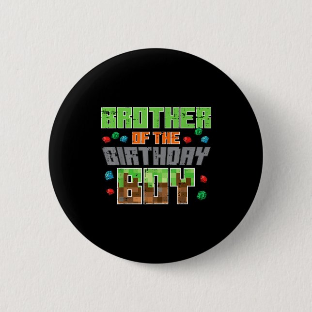 Brother Of Birthday Boy Xel Gamer Bday Party Boys  6 Cm Round Badge (Front)