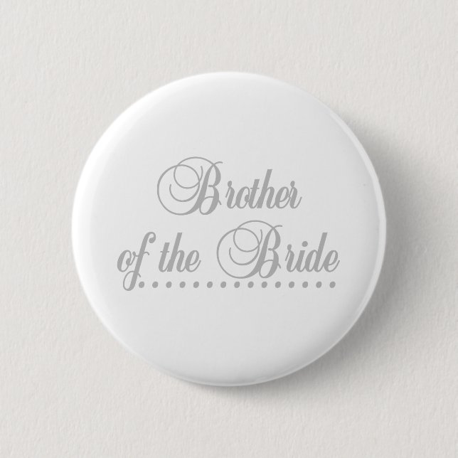 Brother of Bride Grey Elegance 6 Cm Round Badge (Front)