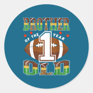 Brother Of The 1 Year Old Football First Birthday Classic Round Sticker