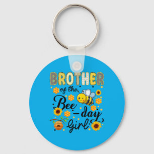 Brother Of The Bee-Day Girl Funny Bee Birthday Key Ring