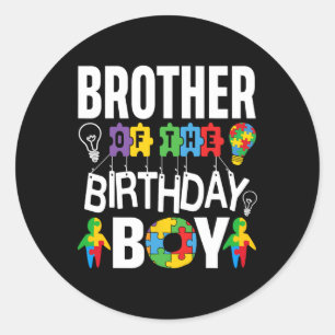 Brother Of The Birthday Boy Autism Classic Round Sticker