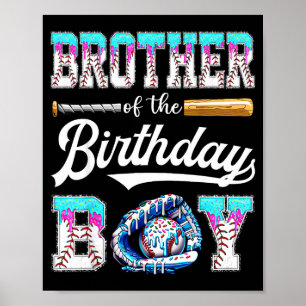 Brother Of The Birthday Boy Baseball Ice Cream Dri Poster