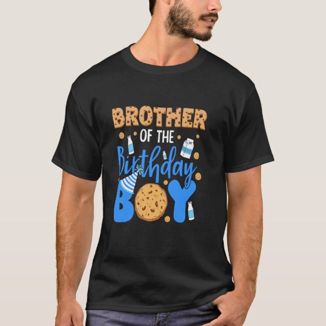 Brother of The Birthday Boy Cookies and Milk Birth T-Shirt (Front)