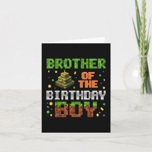 Brother Of The Birthday Boy Family Pixel Birthday  Card