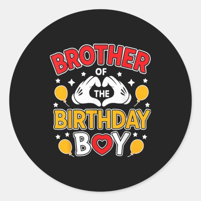 Brother Of The Birthday Boy For Matching Family Pa Classic Round Sticker (Front)