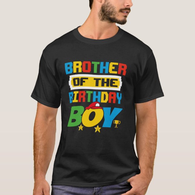 Brother Of The Birthday Boy Game Gaming Family Mat T-Shirt (Front)