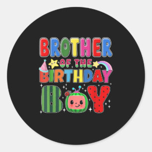 Brother Of The Birthday Boy Melon Family Matching  Classic Round Sticker