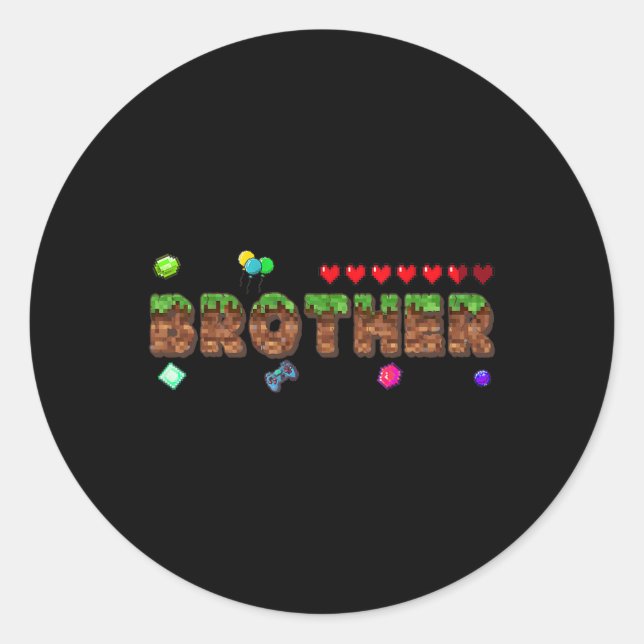 Brother Of The Birthday Boy Pixel Game Matching Fa Classic Round Sticker (Front)