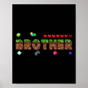 Brother Of The Birthday Boy Pixel Game Matching Fa Poster