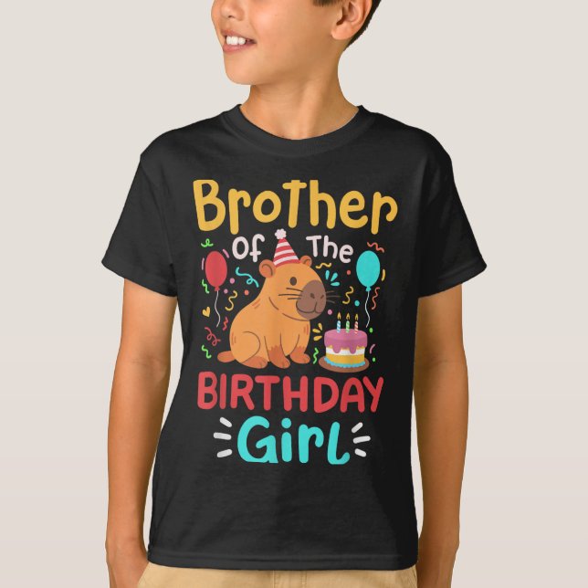 Brother Of The Birthday Girl Capybara Bday Family  T-Shirt (Front)