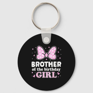 Brother of the birthday girl cute pink bow family key ring
