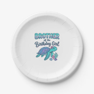 Brother of the Birthday Girl Sea Turtle Shirt Desi Paper Plate