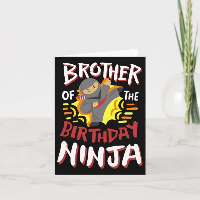 Brother Of The Birthday Ninja Karate Kids Bday Par Card (Front)