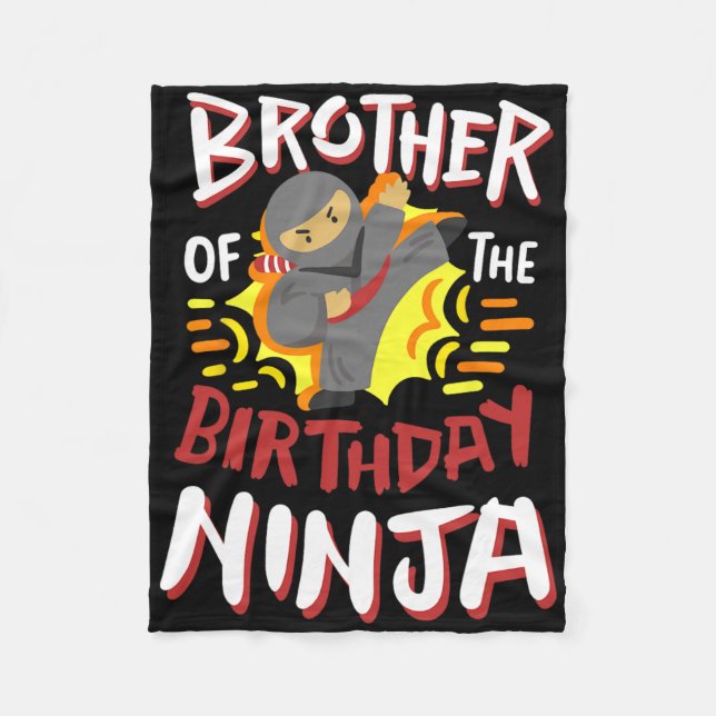 Brother Of The Birthday Ninja Karate Kids Bday Par Fleece Blanket (Front)