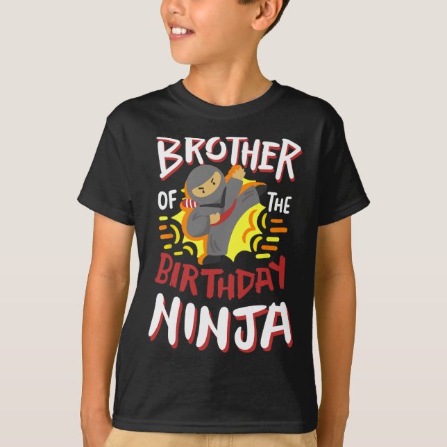 Brother Of The Birthday Ninja Karate Kids Bday Par T-Shirt (Front)