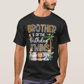 Brother Of The Birthday Twins Safari Jungle Animal T-Shirt