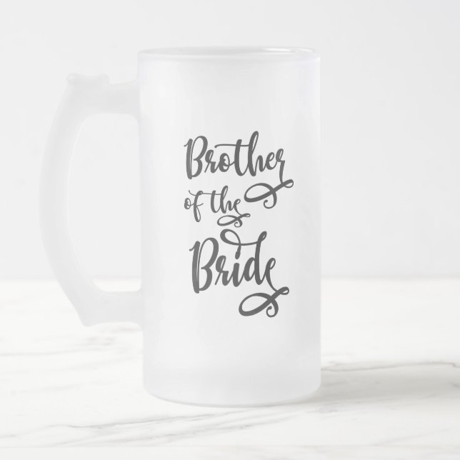 Brother of the Bride Frosted Glass Beer Mug (Left)