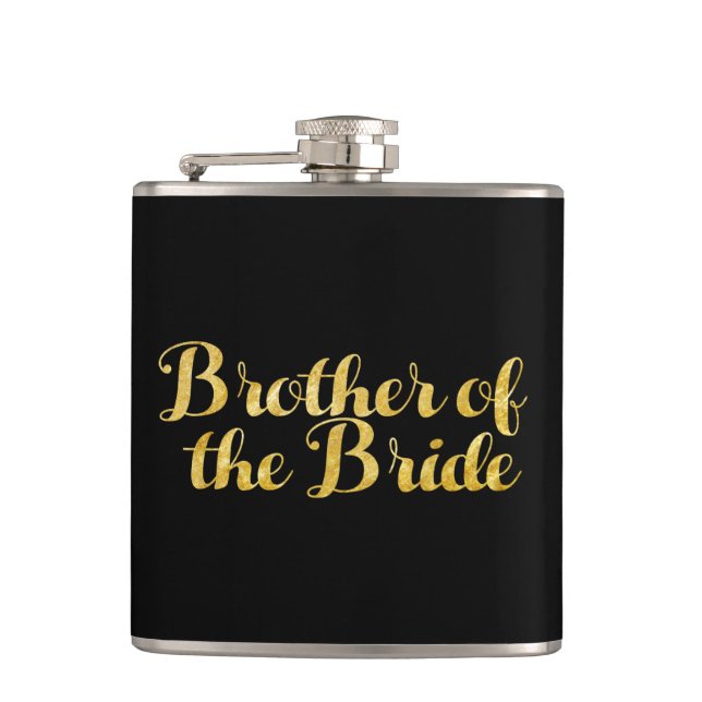 Brother of the bride gold hip flask (Front)
