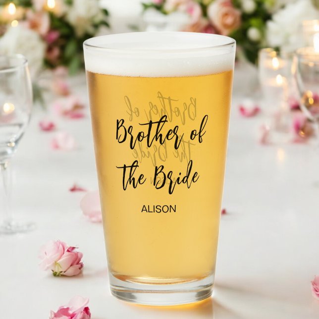 Brother of the Bride Wedding Black White Glass Cup (Creator Uploaded)