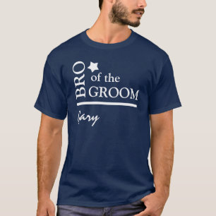 Brother of the Groom Wedding Custom Name D2 NAVY T-Shirt