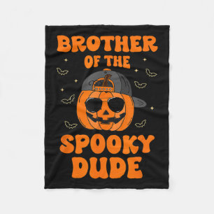 Brother Of The Spooky Dude Halloween Pumpkin Birth Fleece Blanket