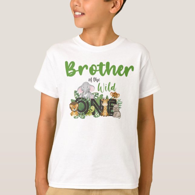 Brother of the Wild One Jungle Safari Zoo Animals T-Shirt (Front)