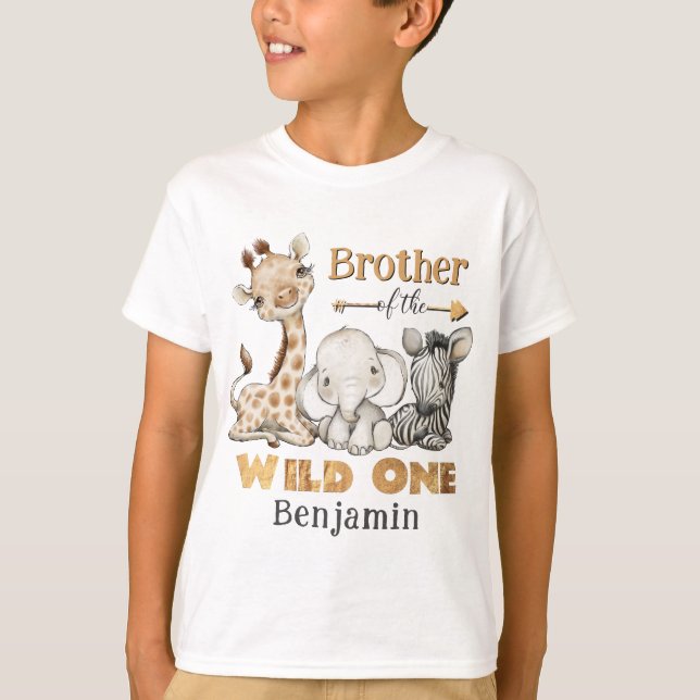 Brother of the Wild One Safari Birthday T-Shirt (Front)