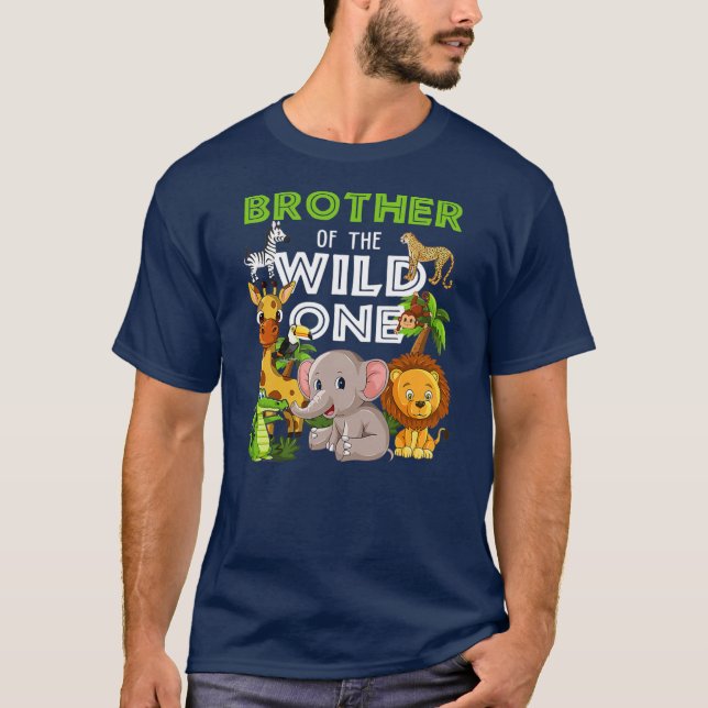 Brother of the Wild One Zoo Birthday Safari T-Shirt (Front)