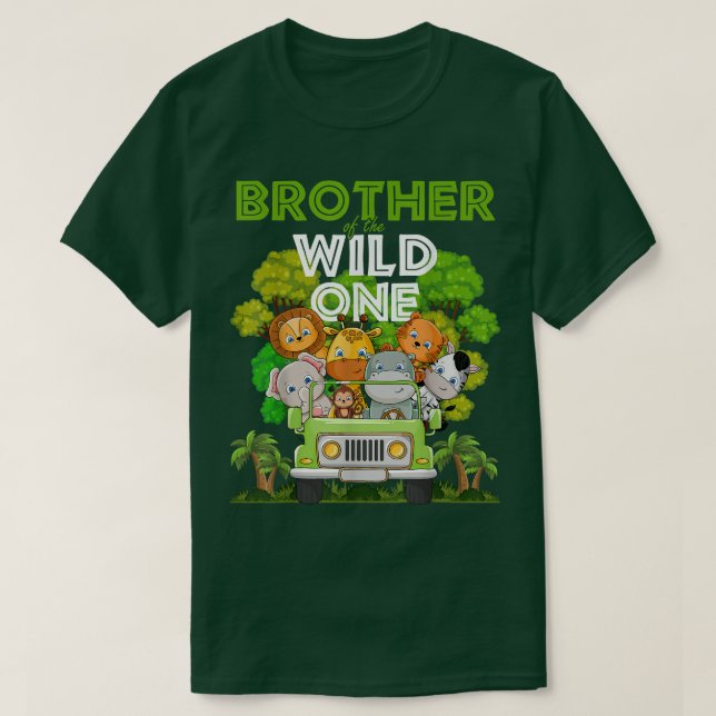 Brother Of The Wild One Zoo Truck Birthday Safari  T-Shirt (Design Front)