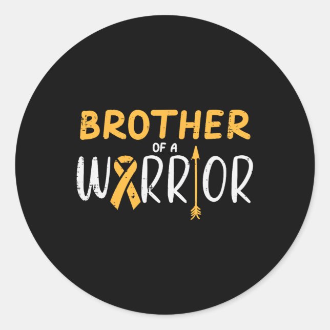 Brother Of Warrior Childhood Cancer Ribbon Awarene Classic Round Sticker (Front)