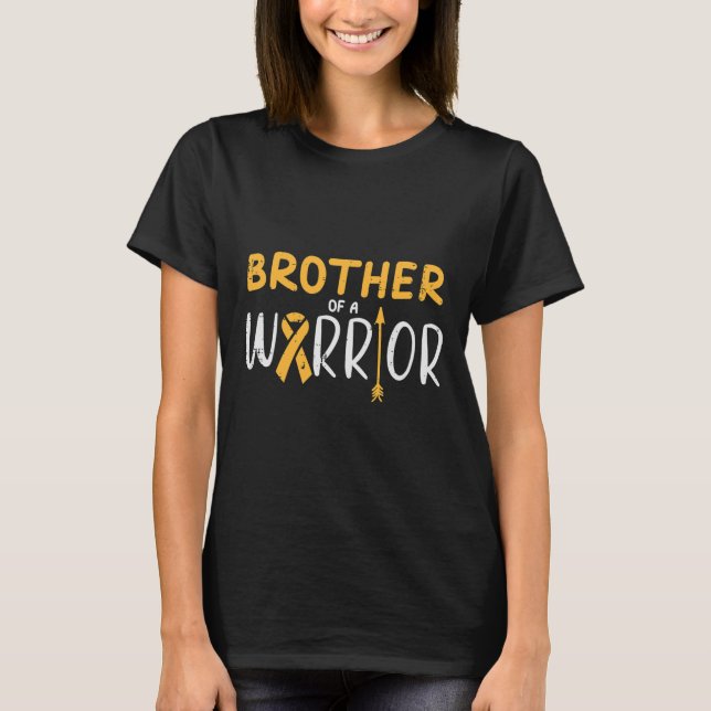 Brother Of Warrior Childhood Cancer Ribbon Awarene T-Shirt (Front)