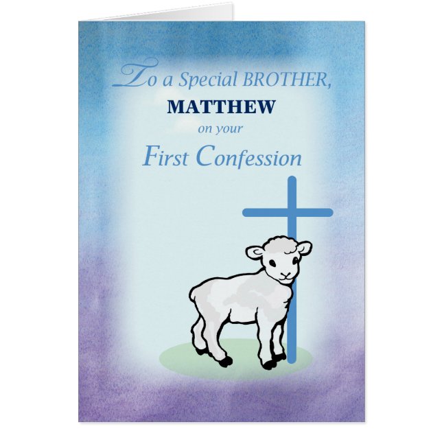 Brother Personalise Name Custom First Confession (Front)