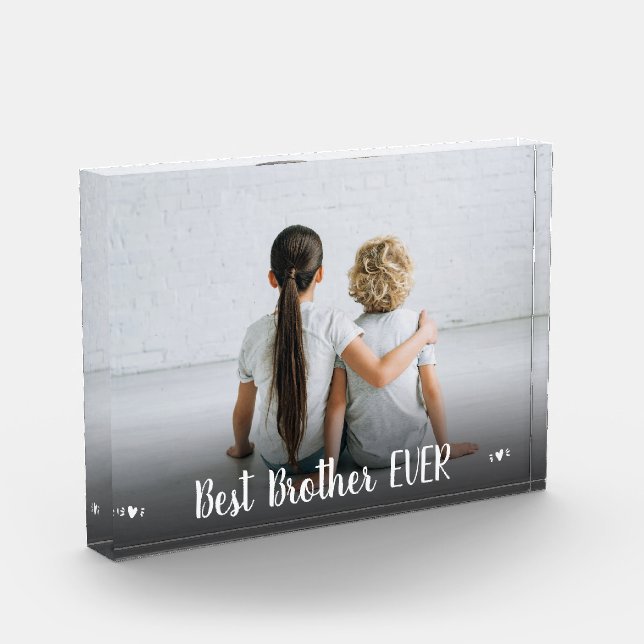Brother Photo Best Brother Ever Hearts Modern  Block (Left)