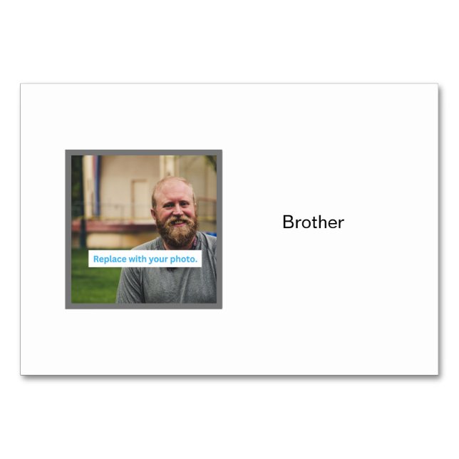 Brother Photo on Personalised Family Flashcards Table Number (Front)