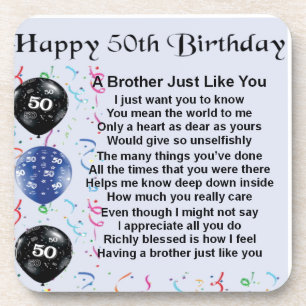 Brother Poem 50th Birthday Coaster