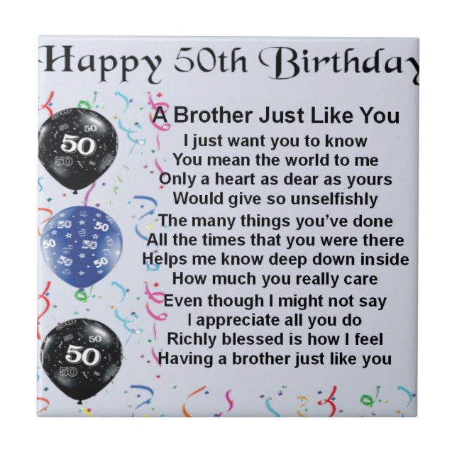 Brother Poem 50th Birthday Tile (Front)