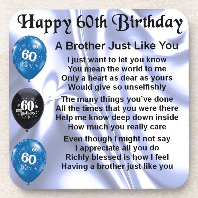 Brother poem 60th Birthday Coaster (Front)
