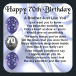 Brother Poem 70th Birthday Square Sticker<br><div class="desc">A great gift for a brother on his 70th birthday</div>