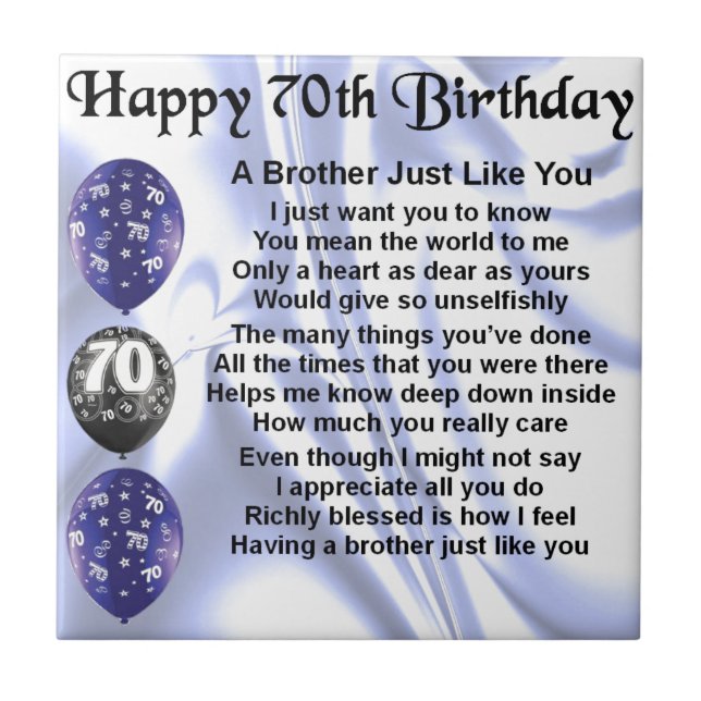 Brother Poem 70th Birthday Tile (Front)