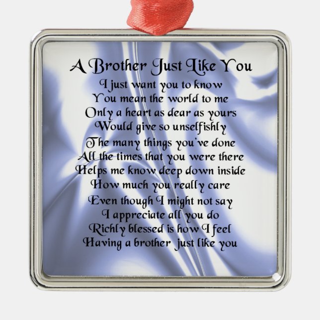 Brother Poem - Blue Silk Metal Tree Decoration (Front)