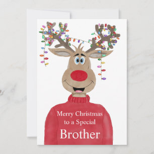 Brother Reindeer Christmas Customisable  Holiday Card