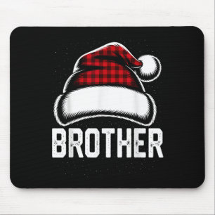 Brother Santa Red Plaid Christmas Family Matching Mouse Pad