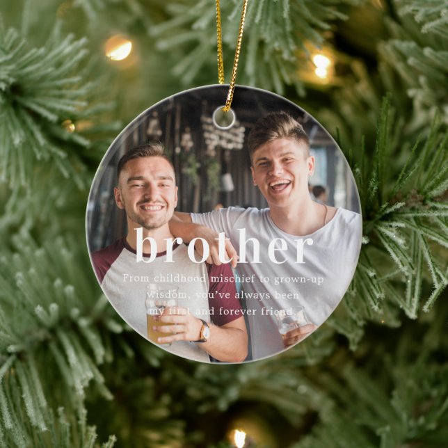 Brother | Sentimental Photo Keepsake Christmas Ceramic Tree Decoration (Tree)