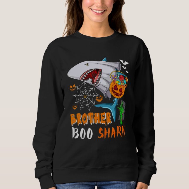 Brother Shark Boo Halloween Shark Boo Ghost Candie Sweatshirt (Front)