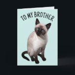 BROTHER SIAMESE CAT BIRTHDAY Greeting Card<br><div class="desc">TO MY BROTHER SIAMESE CAT BIRTHDAY CARD</div>