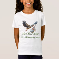 Brother/ sister birth announcement fun stork