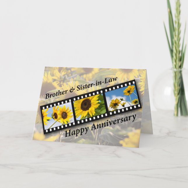 Brother & Sister-in-Law, Anniversary Sunflower Fil Card (Front)